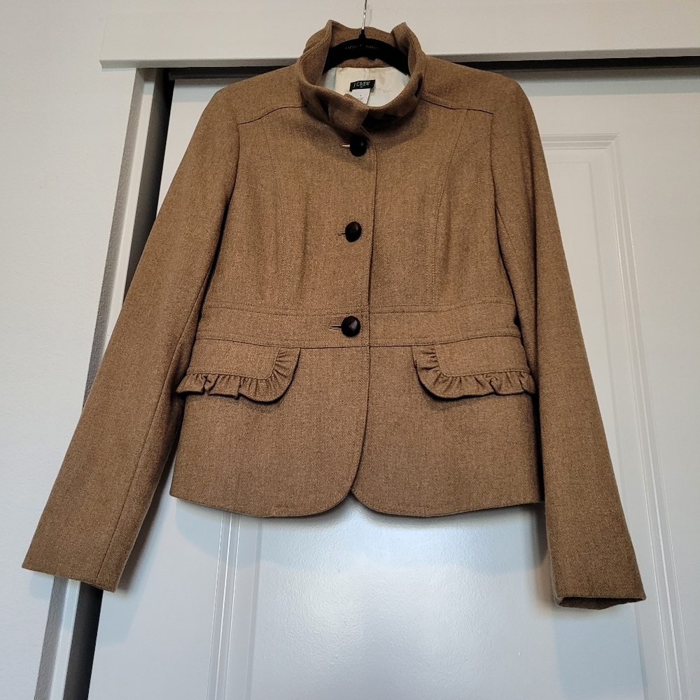 JCrew cropped jacket size 6 tan